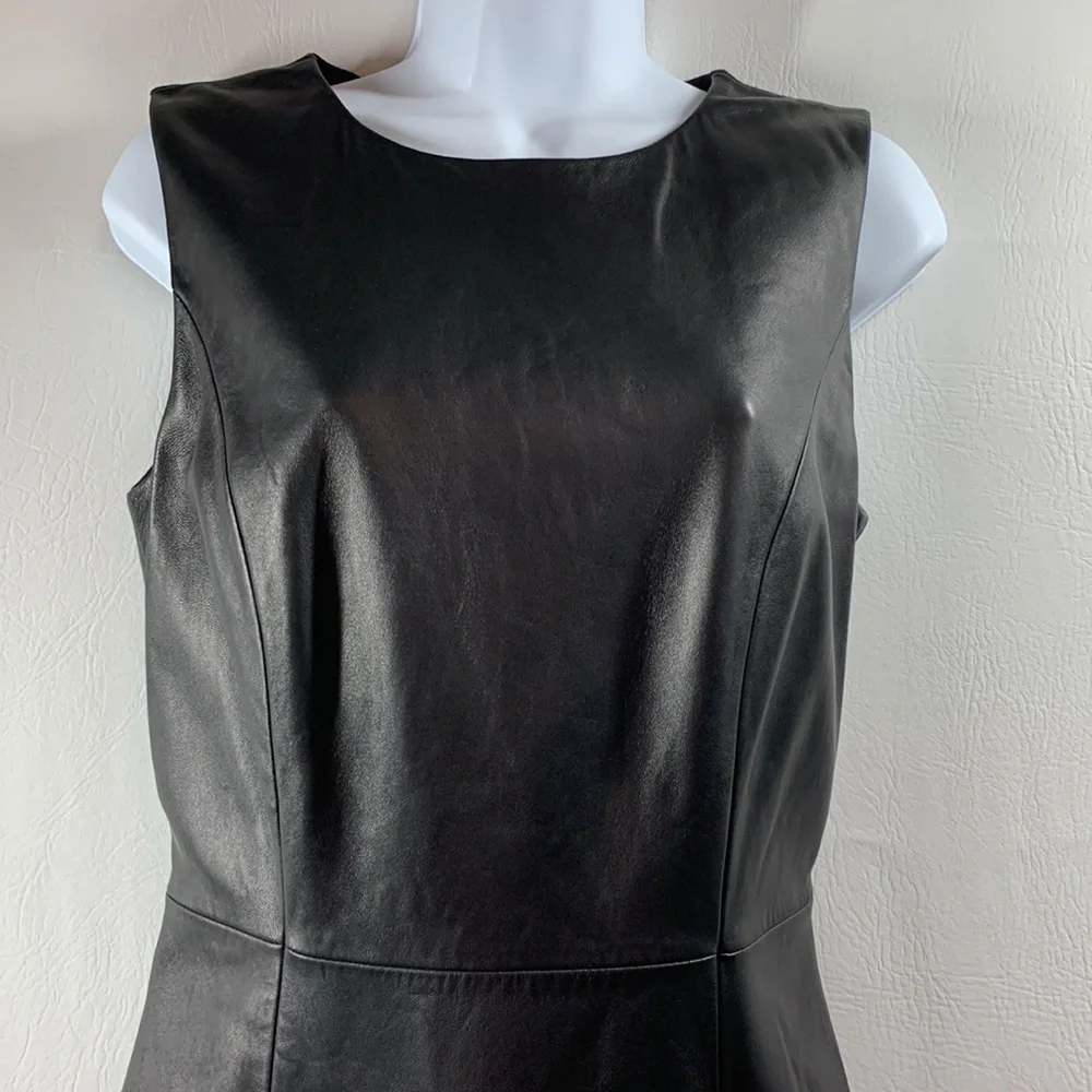 NWT Antonio Melani Luxury Soft Black Leather Sleeveless Dress, 2 - Picture 2 of 10